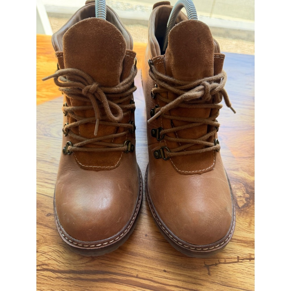 Rare Sketchers Brown Leather Chunky Heel y2k Boots Sz 8.5
